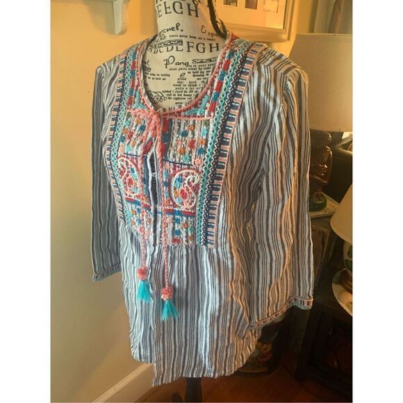 Women's J. Jill Linen Embroidered Boho Cardigan - Picture 11 of 12